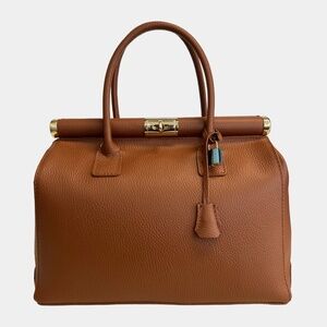 Amber Italian Leather Handbag | Structured Luxe Shoulder Bag | New